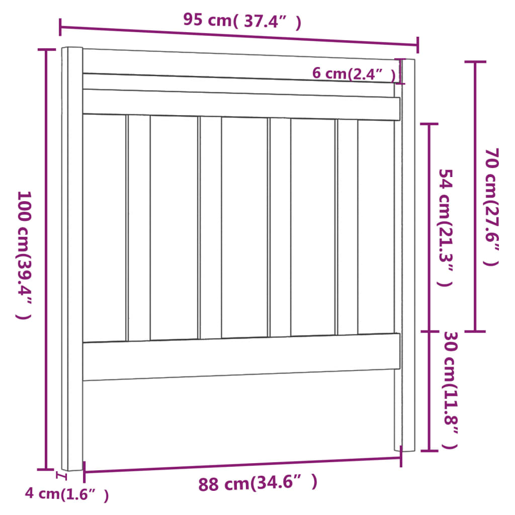 Uzglavlje za krevet boja meda 95 x 4 x 100 cm masivna borovina
