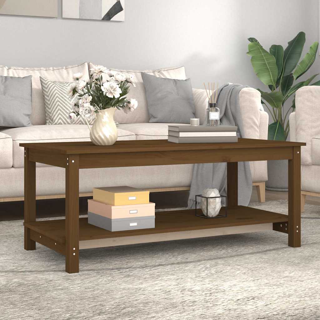 Stolić za kavu boja meda 110 x 55 x 45 cm od masivne borovine