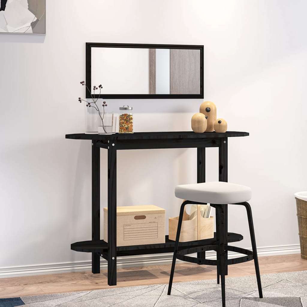 Konzolni stol crni 110 x 40 x 80cm od masivne borovine
