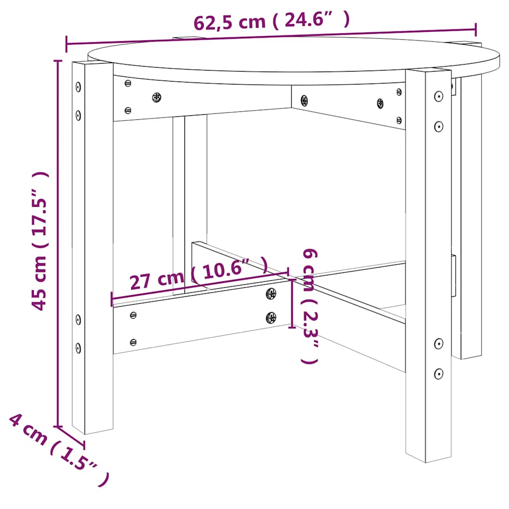 Stolić za kavu crni Ø 62,5x45 cm od masivne borovine