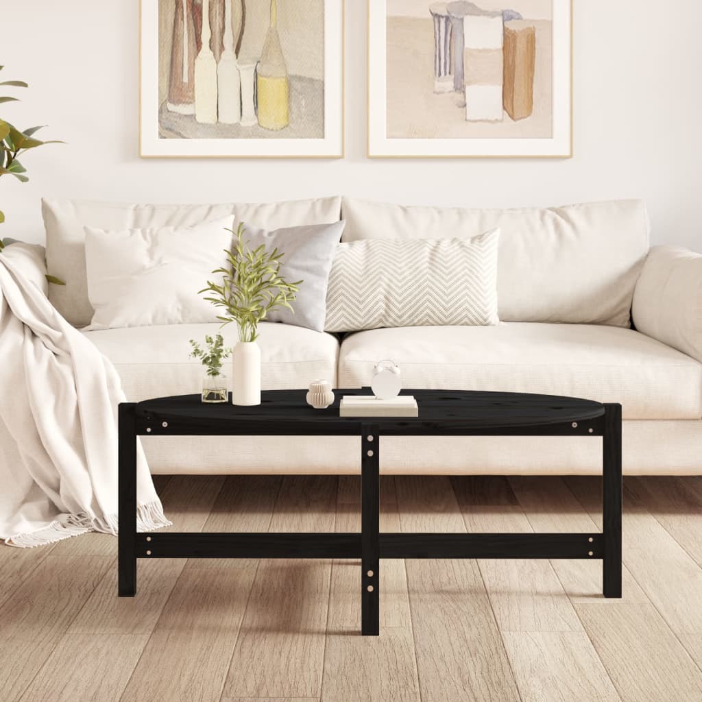 Stolić za kavu crni 118 x 63 x 45 cm od masivne borovine