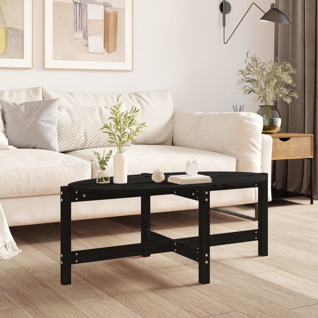 Stolić za kavu crni 118 x 63 x 45 cm od masivne borovine