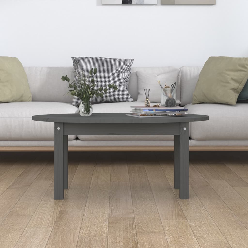Stolić za kavu sivi 80 x 40 x 35 cm od masivne borovine