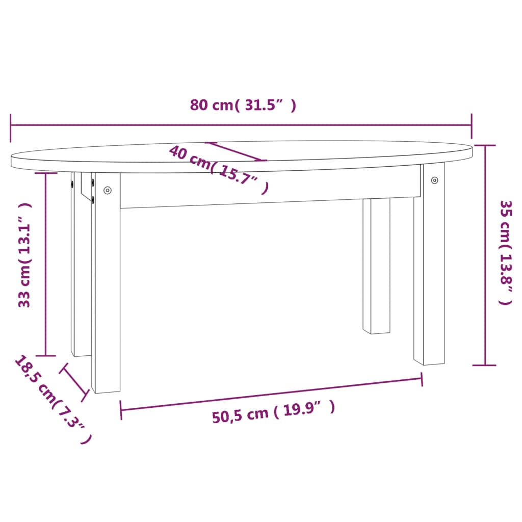 Stolić za kavu sivi 80 x 40 x 35 cm od masivne borovine