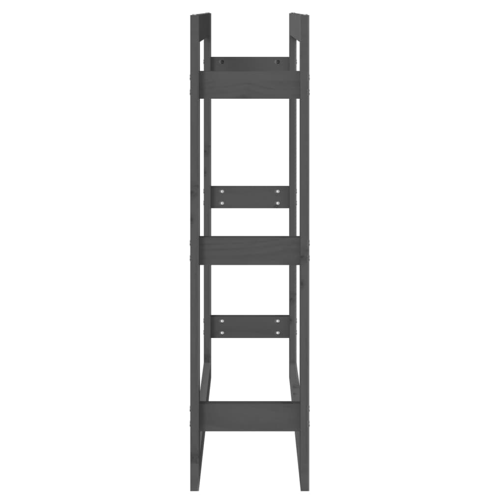 Stalak za drva za ogrjev sivi 80x25x100 cm od masivne borovine