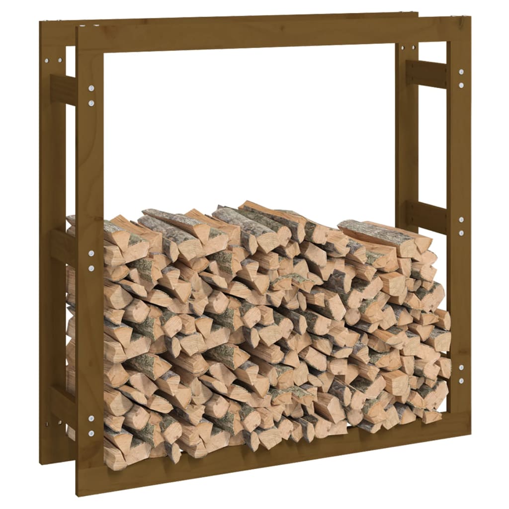 Stalak za drva za ogrjev boja meda 100x25x100 cm od borovine