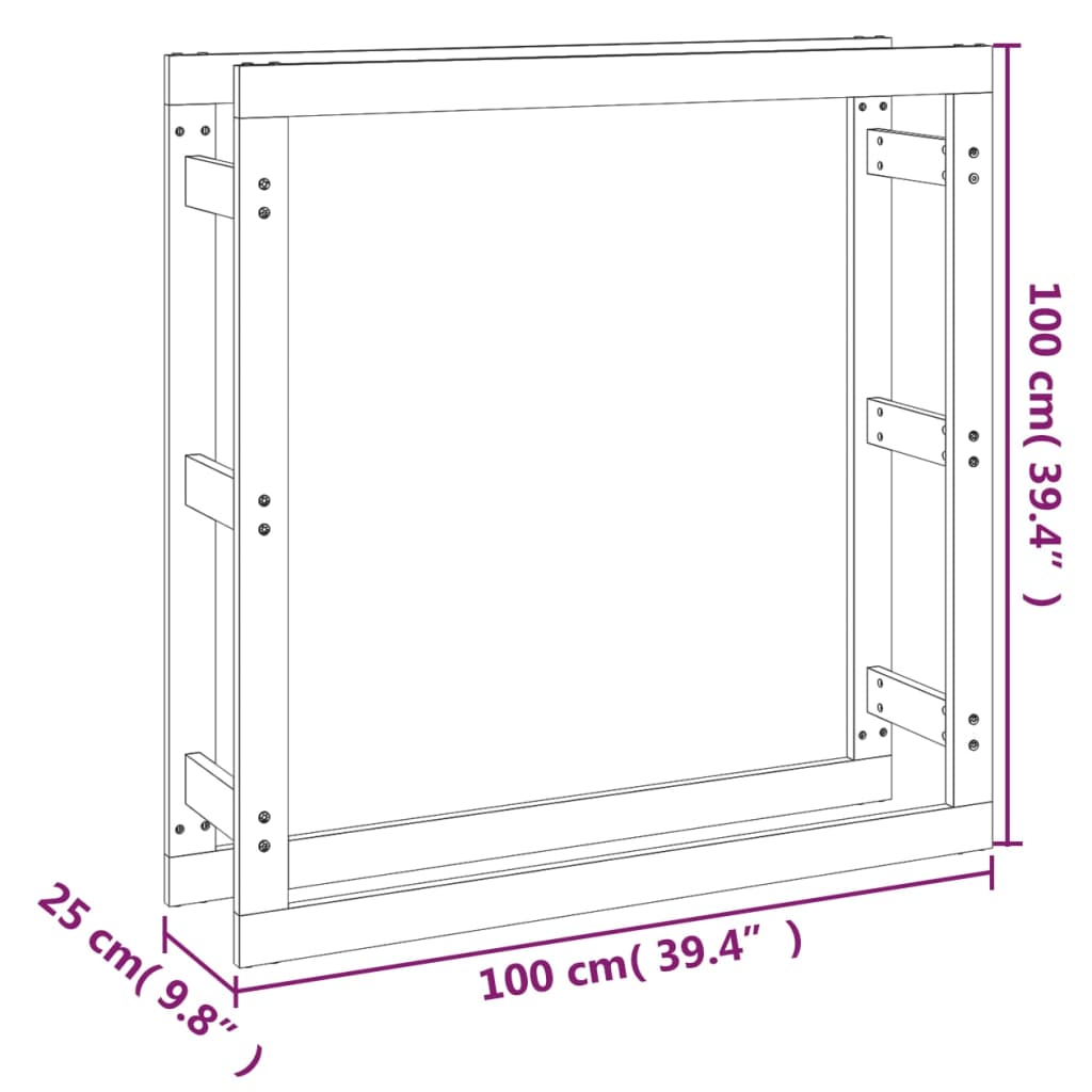 Stalak za drva za ogrjev boja meda 100x25x100 cm od borovine