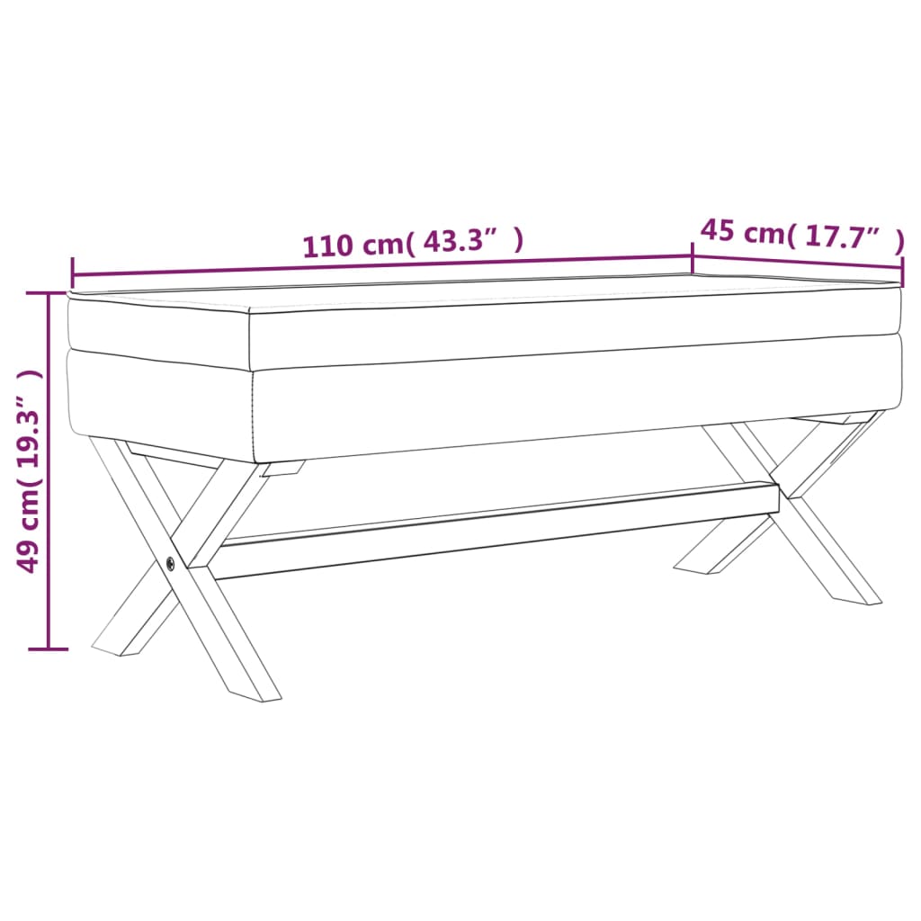 Tabure za pohranu tamnosivi 110 x 45 x 49 cm baršunasti
