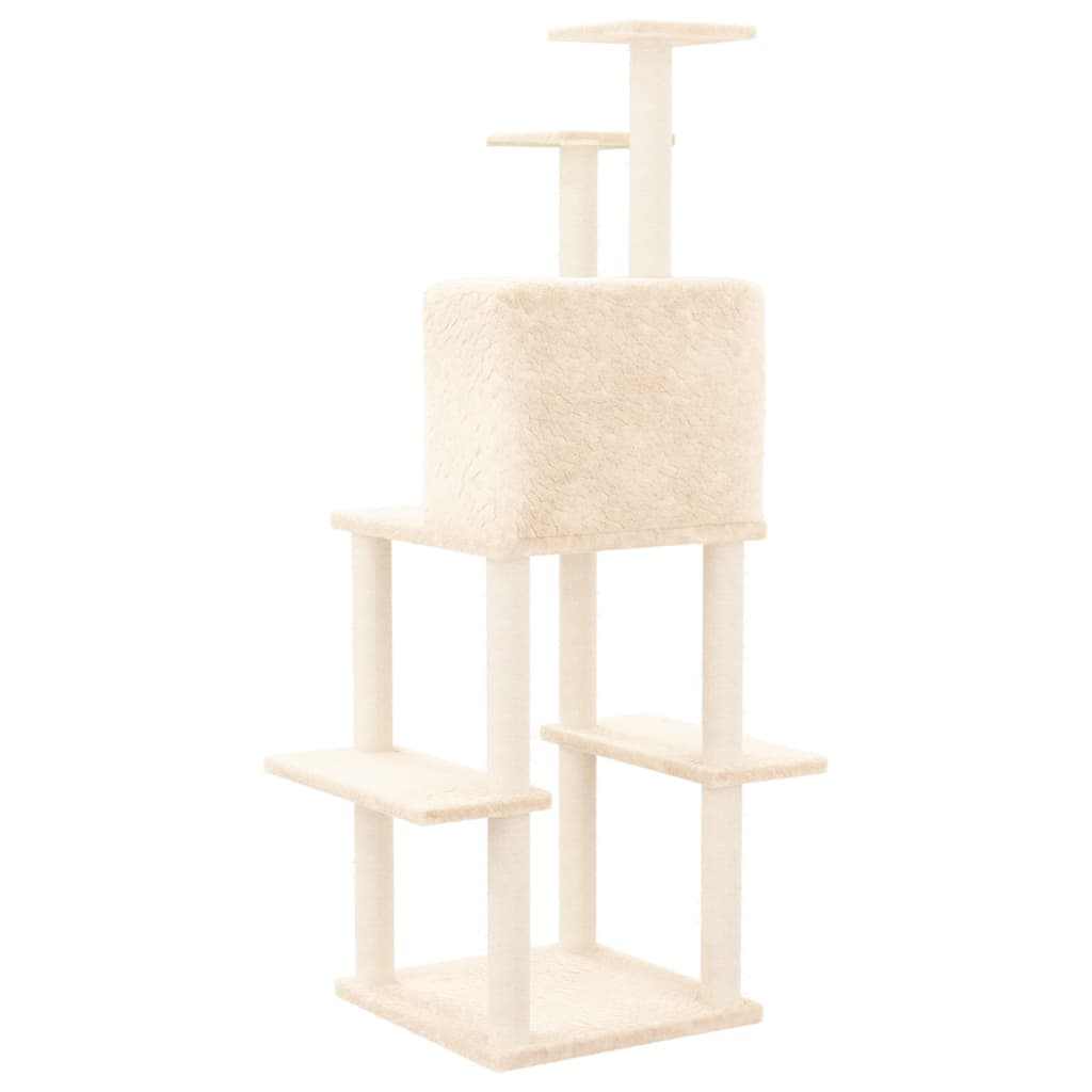 Penjalica za mačke sa stupovima za grebanje krem 144,5 cm