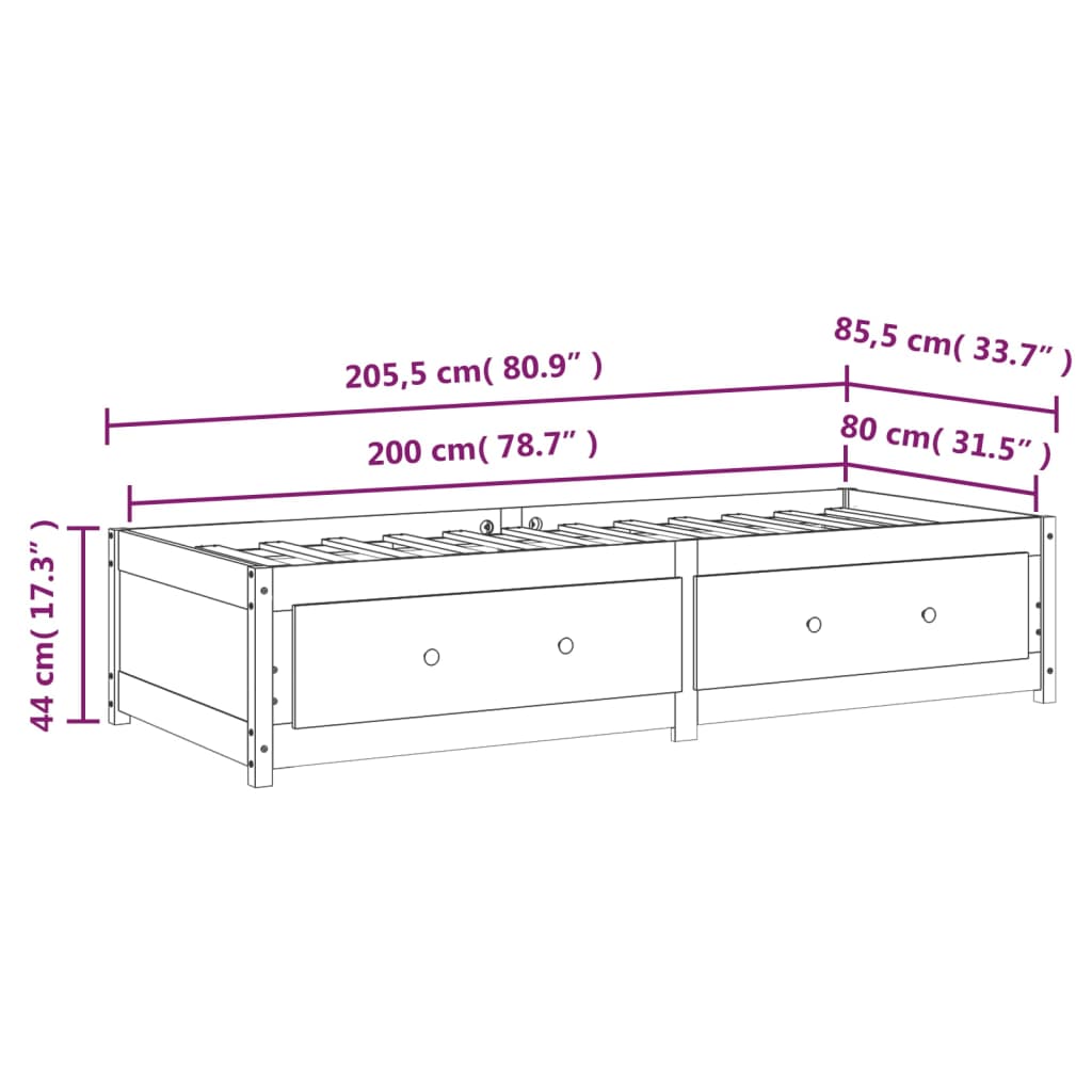 Dnevni ležaj smeđa boja meda 80 x 200 cm od masivne borovine