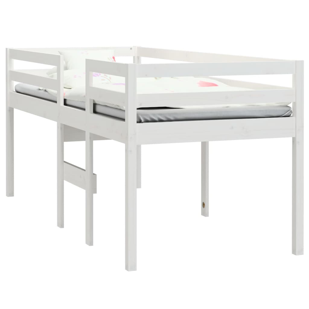 Visoki krevet bijeli 90 x 190 cm od masivne borovine