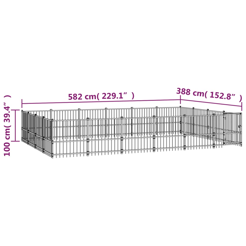 Vanjski kavez za pse čelični 22,58 m²
