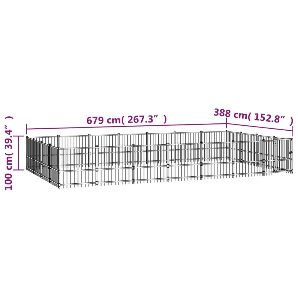 Vanjski kavez za pse čelični 26,35 m²