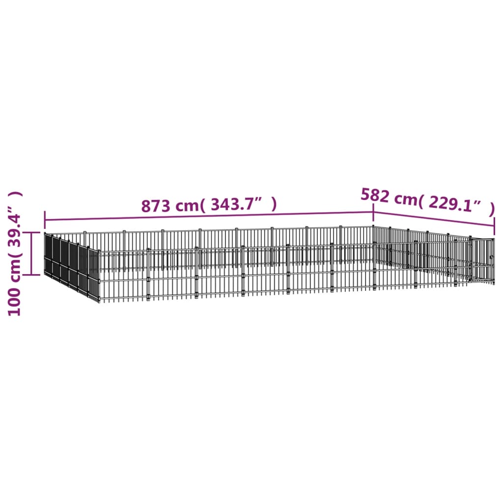Vanjski kavez za pse čelični 50,81 m²