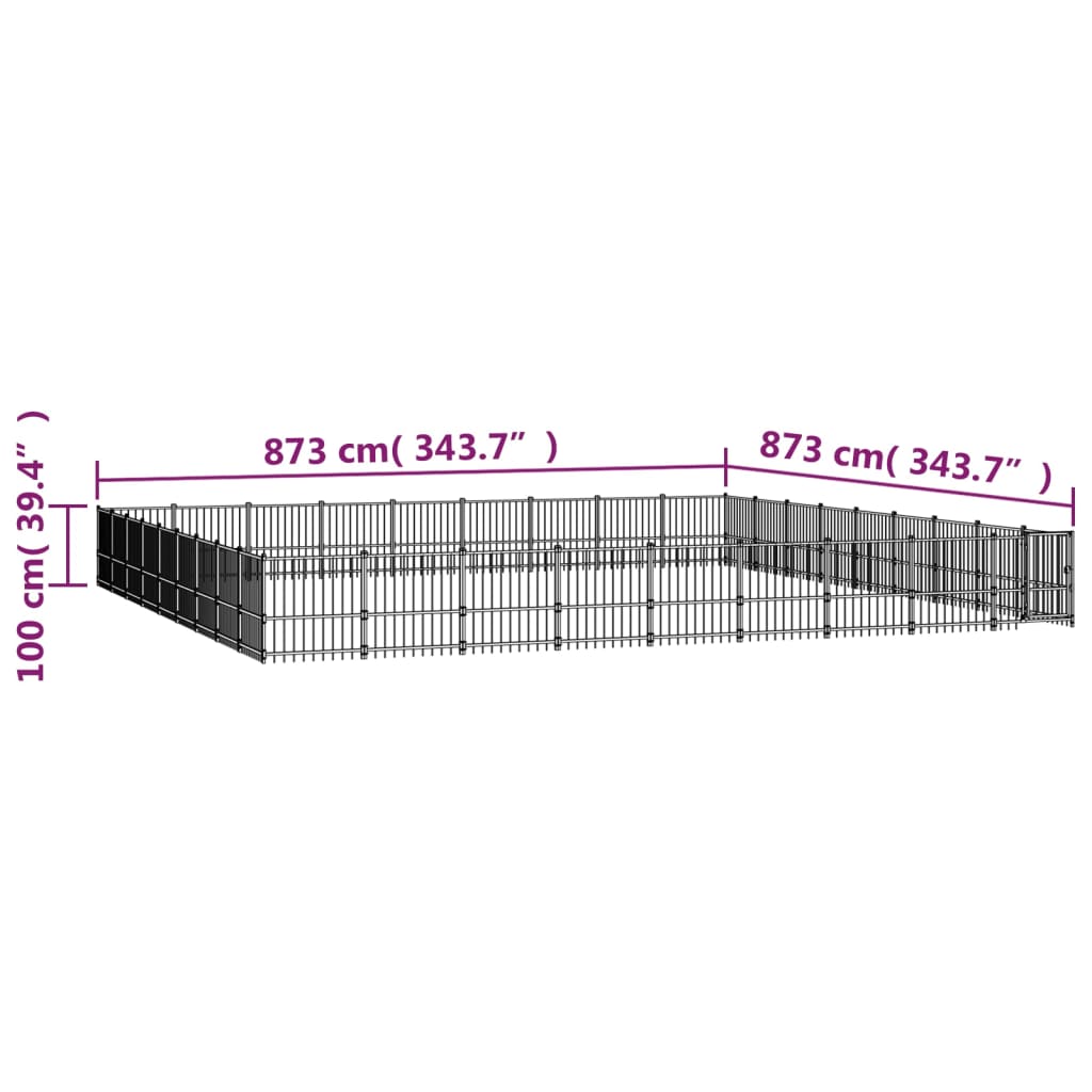 Vanjski kavez za pse čelični 76,21 m²