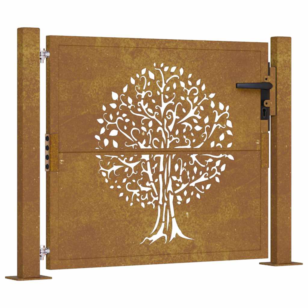 Vrtna vrata 100x100 cm Corten čelik Dizajn stabla