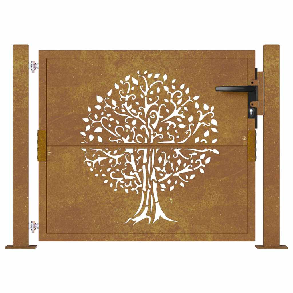 Vrtna vrata 100x100 cm Corten čelik Dizajn stabla