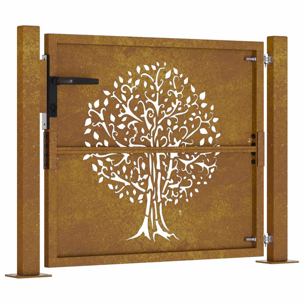 Vrtna vrata 100x100 cm Corten čelik Dizajn stabla