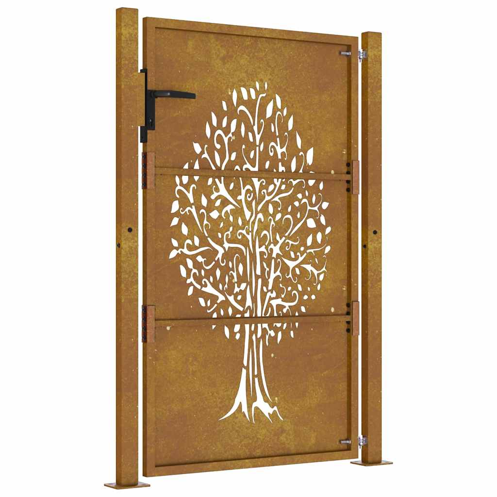 Vrtna vrata 100x150 cm Corten čelik Dizajn stabla