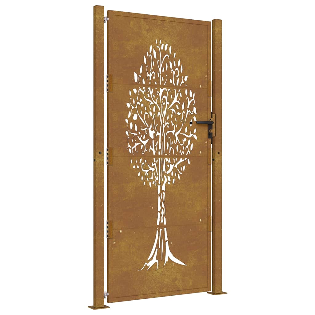 Vrtna vrata 100x200 cm Corten čelik Dizajn stabla