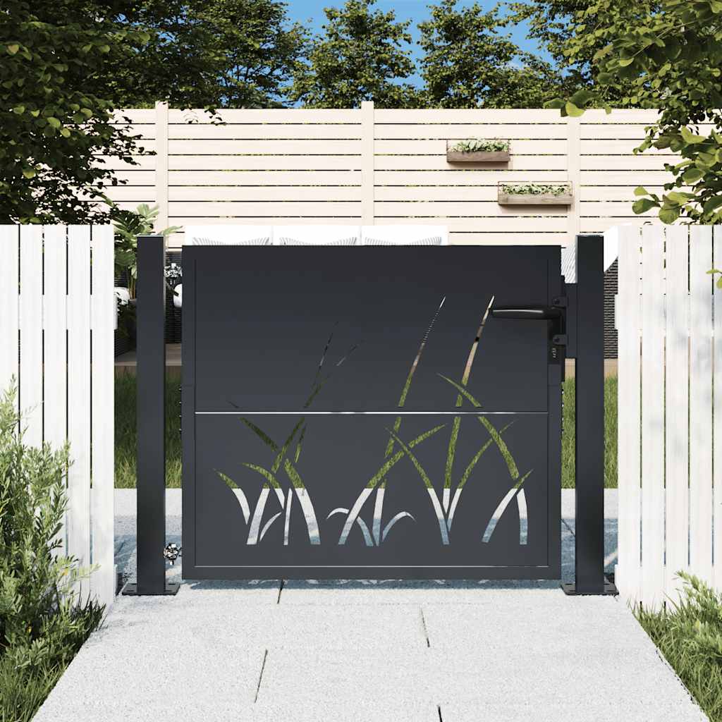 Vrtna vrata antracit 100x75 cm dizajn s čeličnim travom