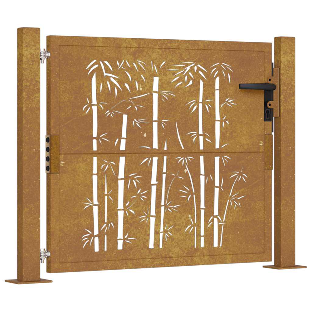 Vrtna vrata 100x75 cm Corten čelik dizajn od bambusa