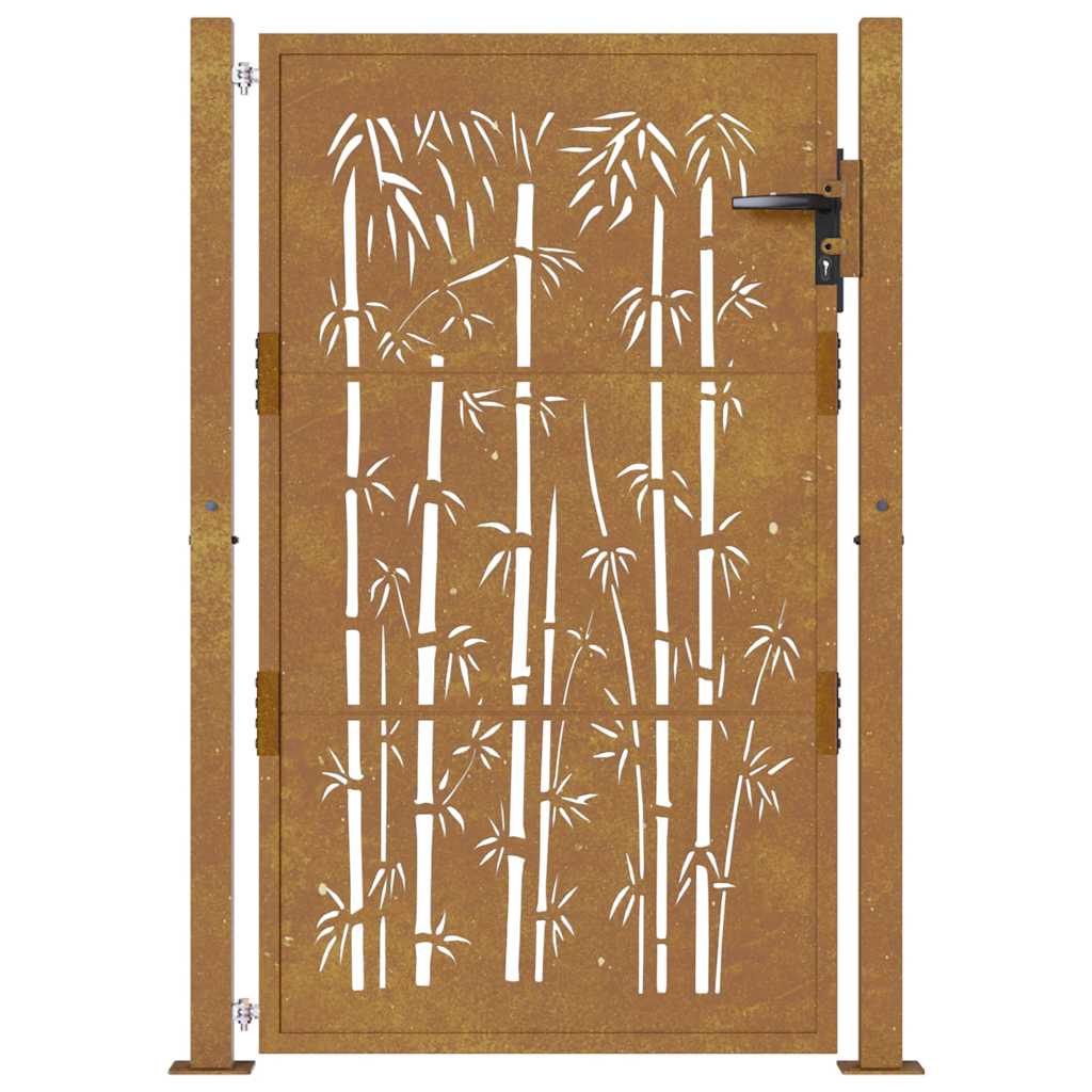 Vrtna vrata 100x125 cm Corten čelik dizajn od bambusa