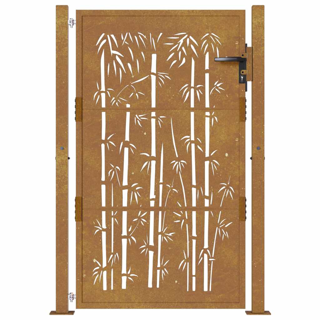 Vrtna vrata 100x150 cm Corten čelik dizajn od bambusa
