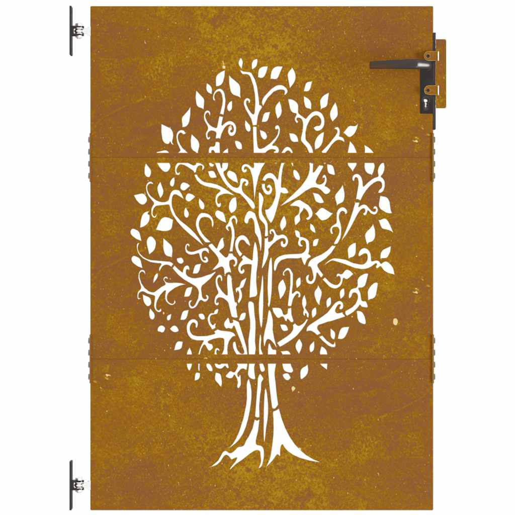 Vrtna vrata 85 x 125 cm od čelika COR-TEN s uzorkom stabla