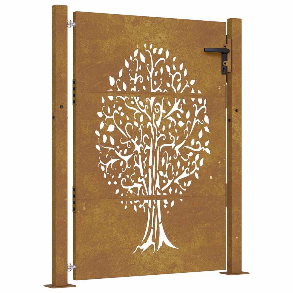 Vrtna vrata 100x150 cm Corten čelik Dizajn stabla