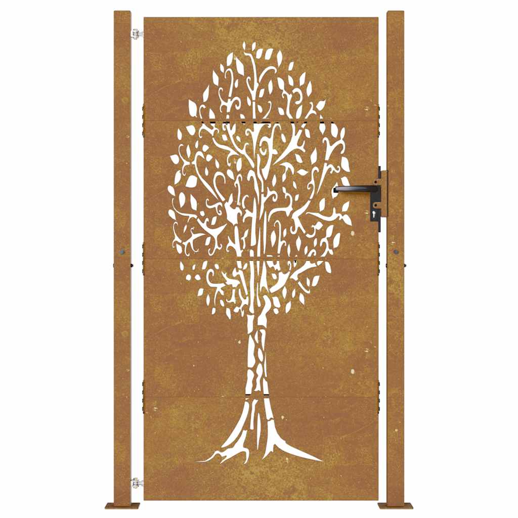 Vrtna vrata 100x200 cm Corten čelik Dizajn stabla