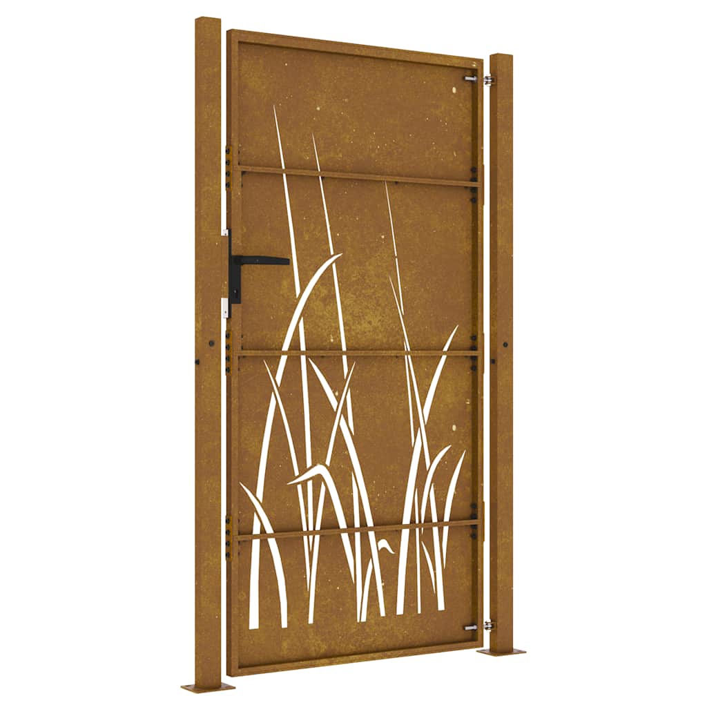 Vrtna vrata 100x175 cm od čelika COR-TEN s uzorkom trave
