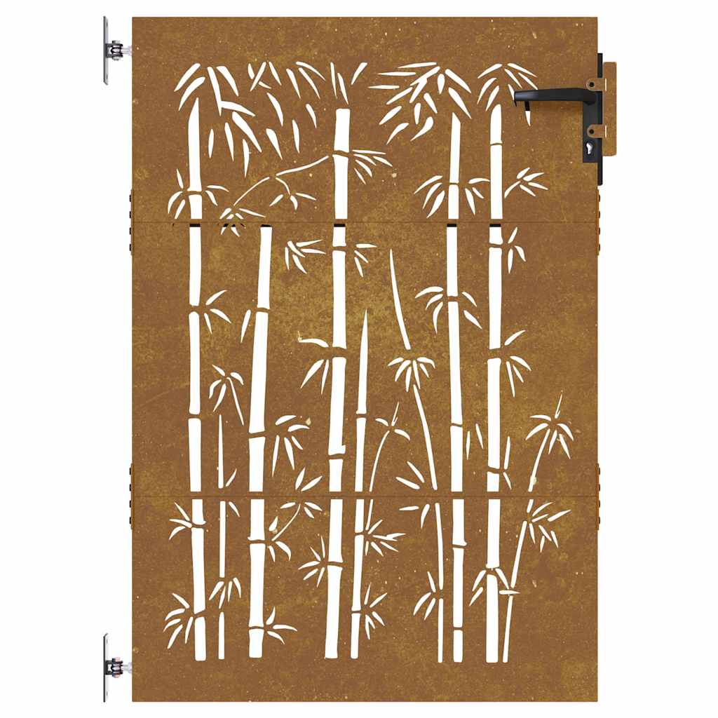 Vrtna vrata 85 x 125 cm od čelika COR-TEN s uzorkom bambusa