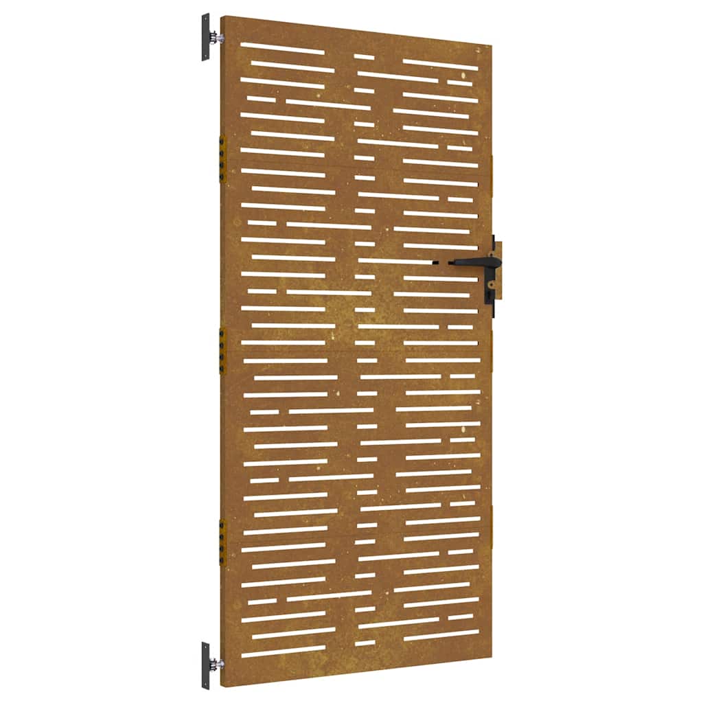 Vrtna vrata 85 x 175 cm od čelika COR-TEN četvrtasti dizajn