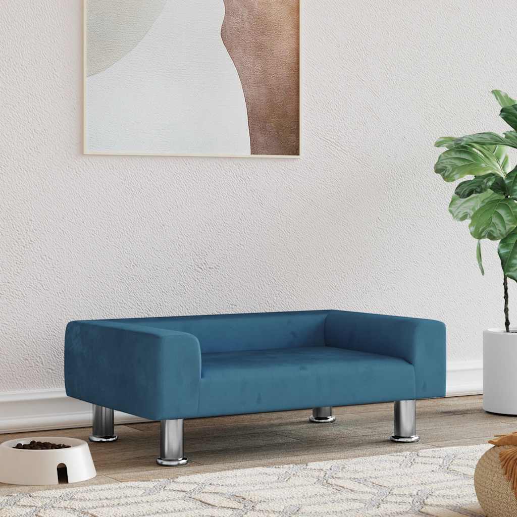 Krevet za pse plavi 70 x 45 x 26,5 cm baršunasti
