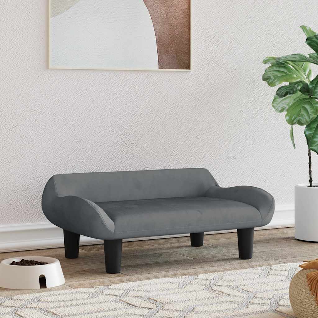 Krevet za pse tamnosivi 70x40x24 cm baršunasti