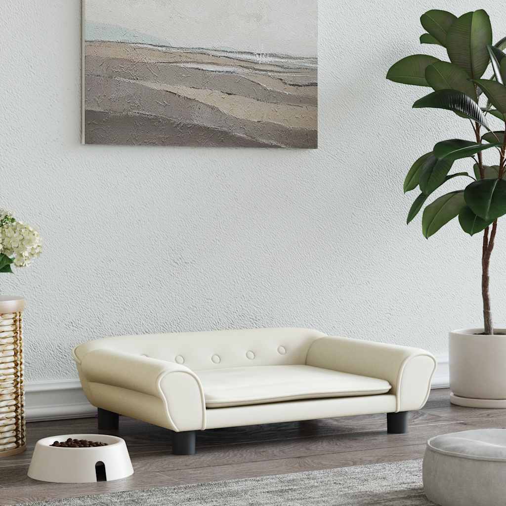 Krevet za pse krem 70 x 48 x 22 cm baršunasti
