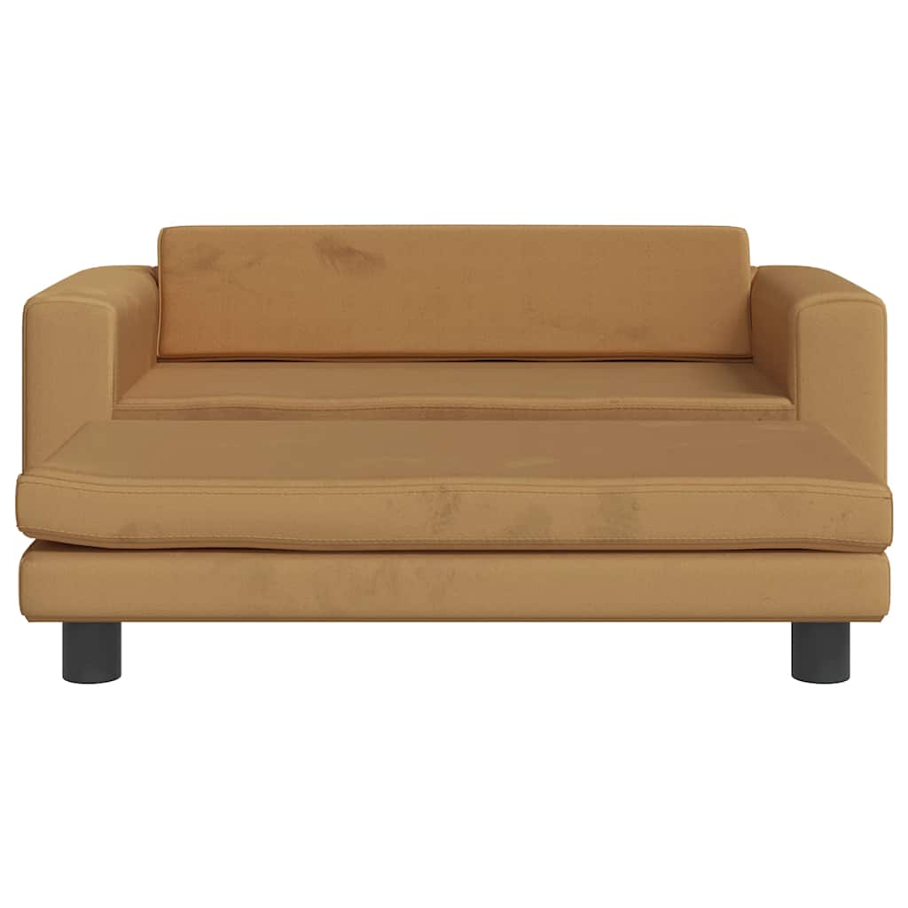 Krevet za pse s produžetkom smeđi 100 x 50 x 30 cm baršunasti