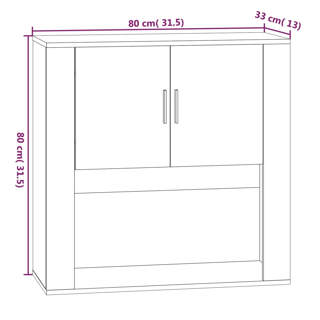 Zidni ormarić crni 80 x 33 x 80 cm od konstruiranog drva