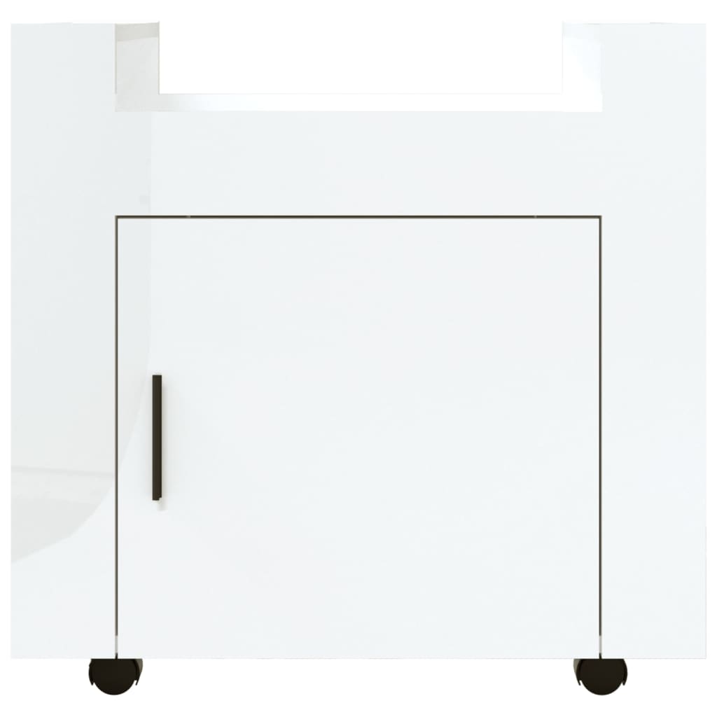 Kolica za radni stol sjajna bijela 60x45x60cm konstruirano drvo