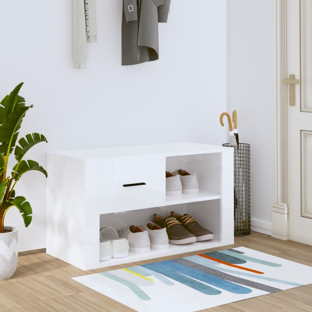 Ormarić za cipele sjajni bijeli 80x35x45 cm konstruirano drvo