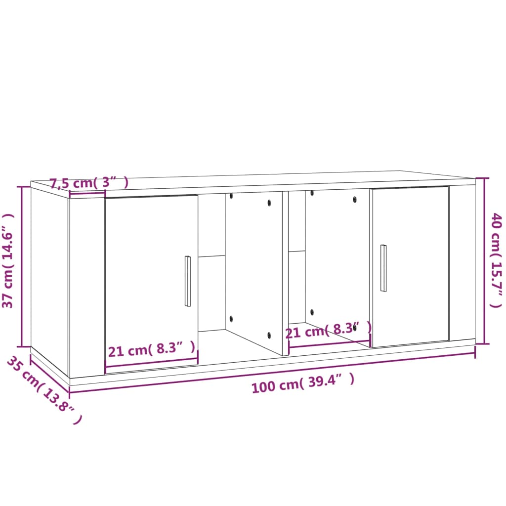 TV ormarić sjajni bijeli 100 x 35 x 40 cm od konstruiranog drva