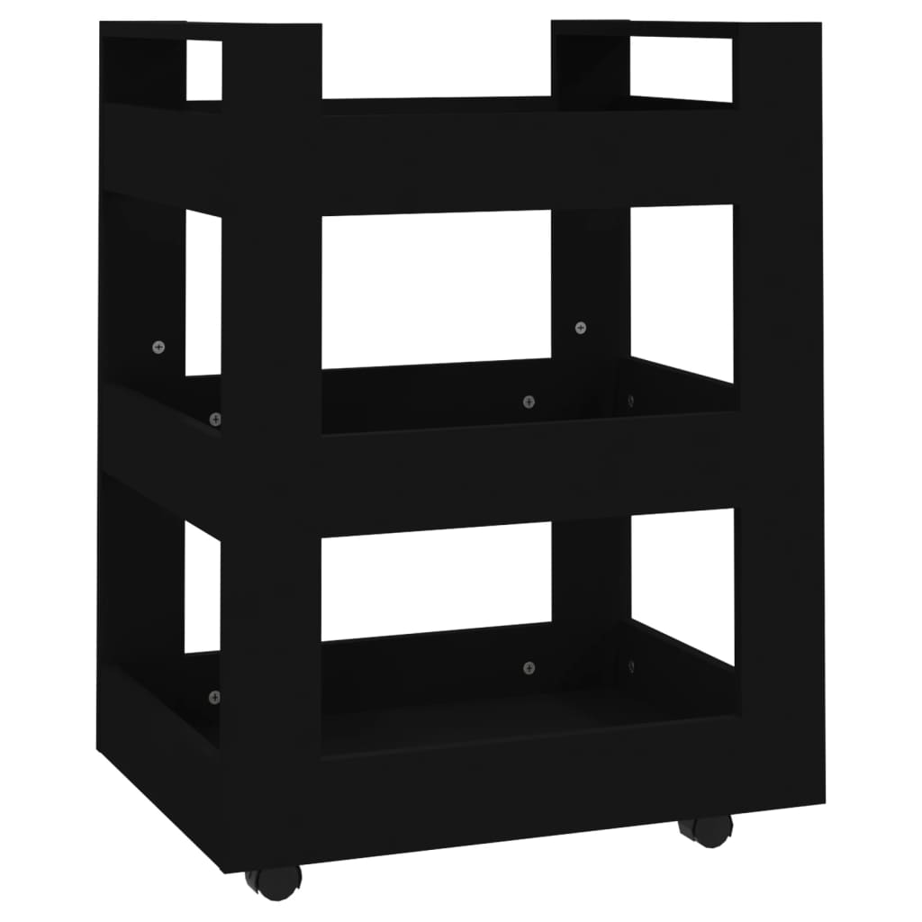 Kuhinjska kolica crna 60 x 45 x 80 cm od konstruiranog drva