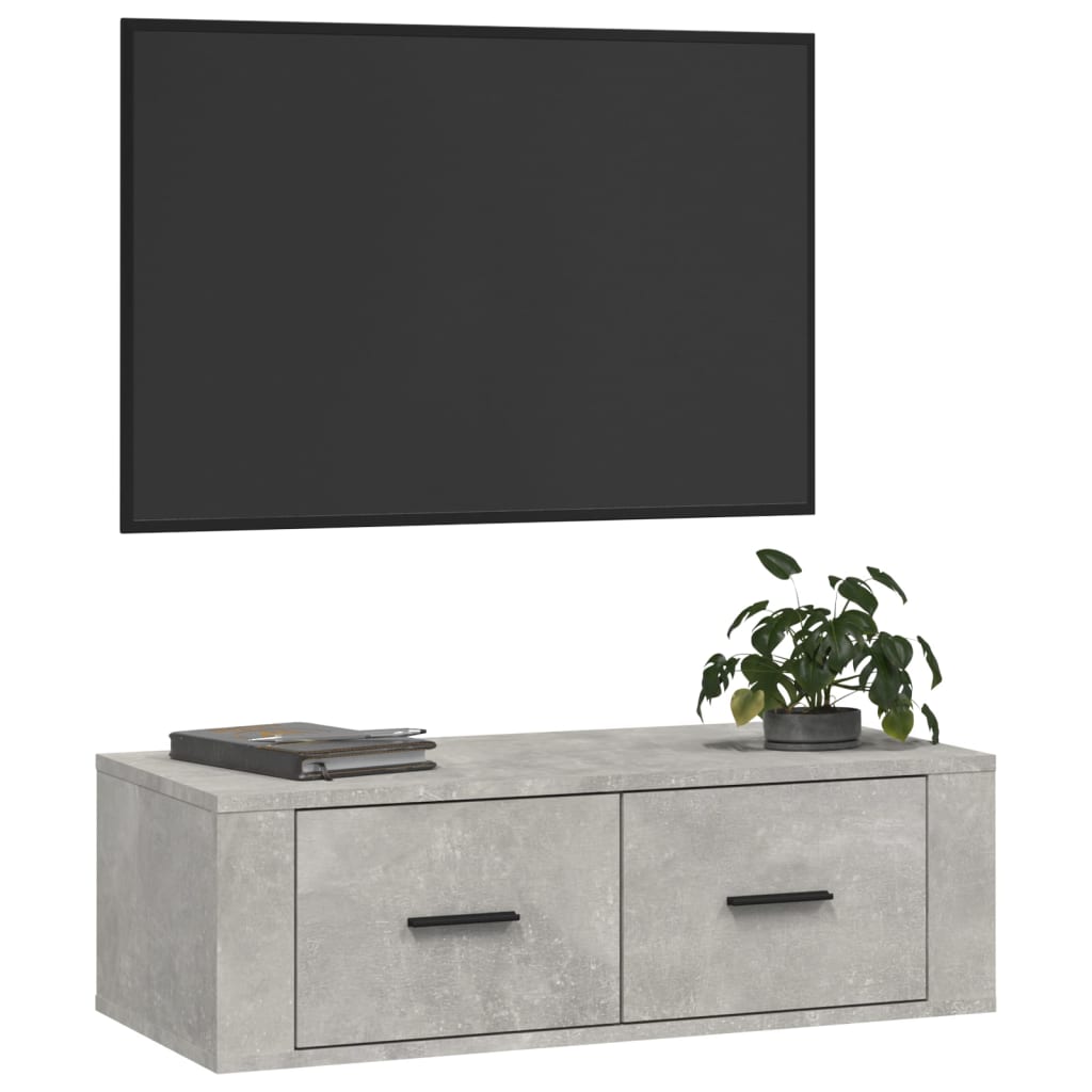 Viseći TV ormarić siva boja betona 80x36x25cm konstruirano drvo