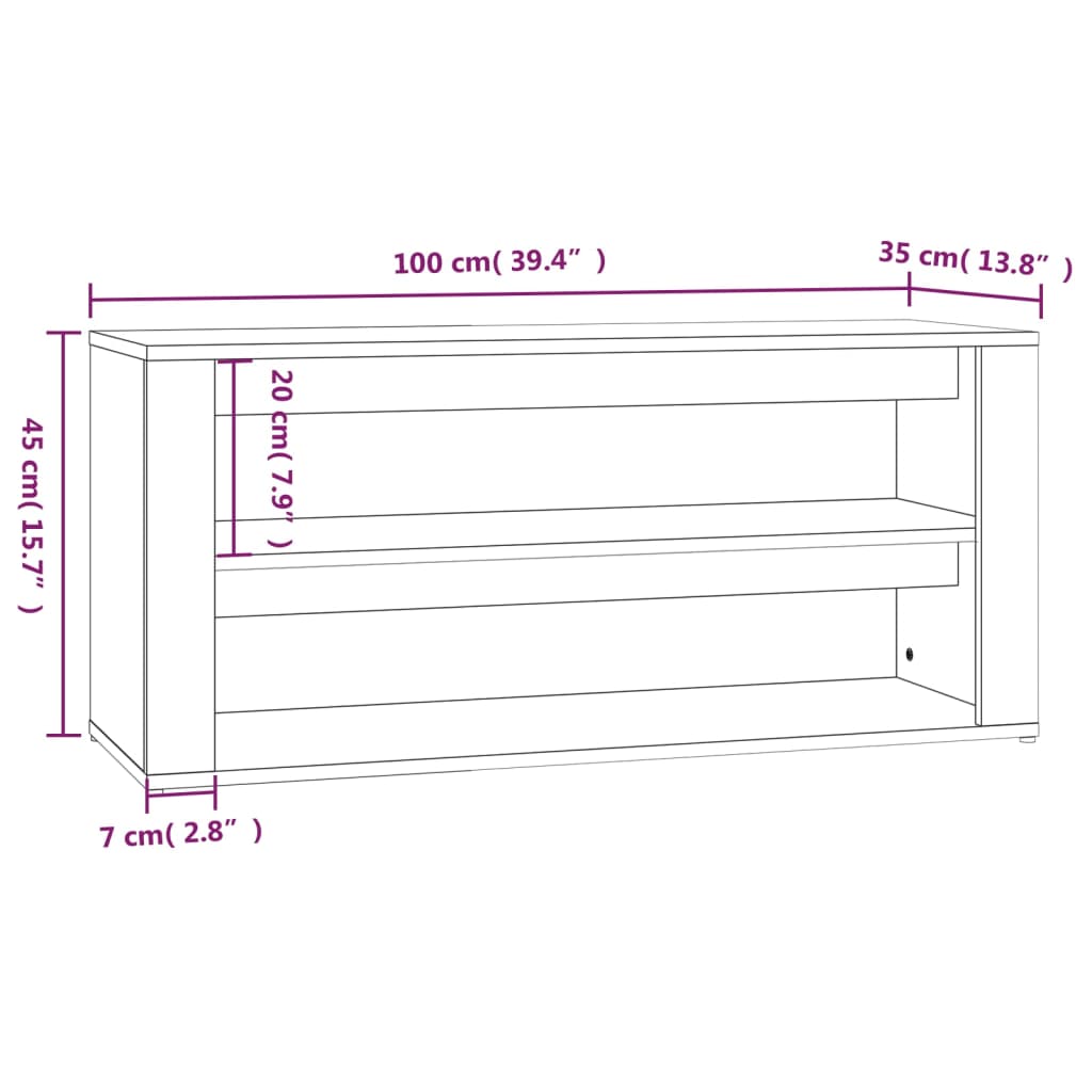 Stalak za cipele bijeli 100 x 35 x 45 cm od konstruiranog drva