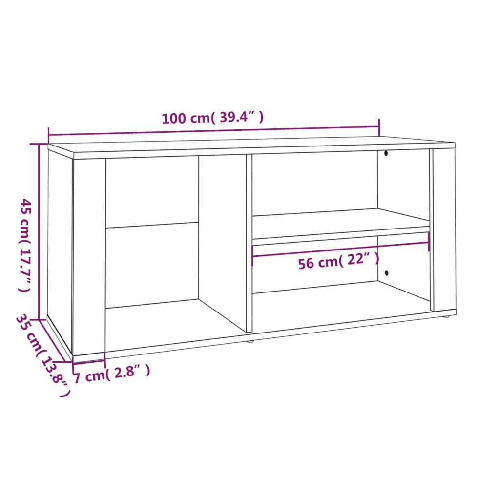 Ormarić za cipele sivi hrast 100x35x45 cm konstruirano drvo