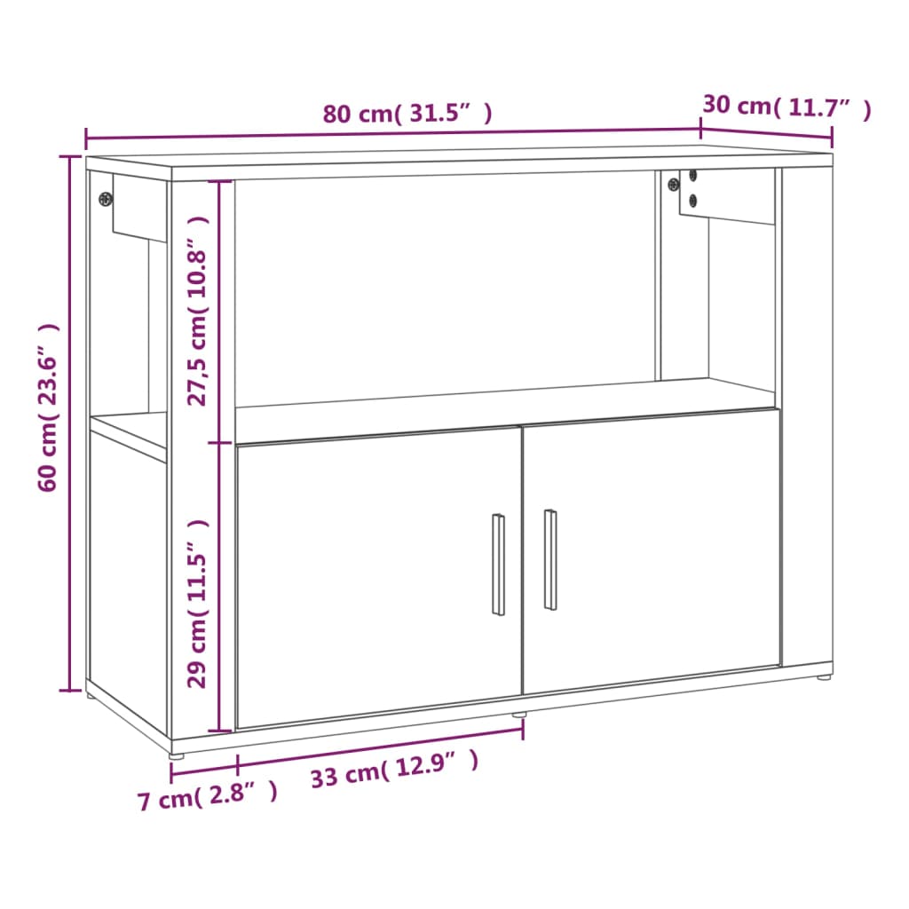 Komoda boja dimljenog hrasta 80x30x60 cm od konstruiranog drva