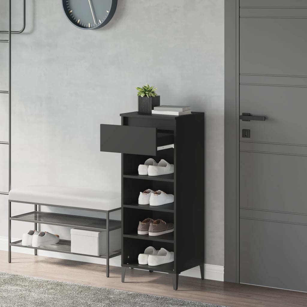 Stalak za cipele crni 40 x 36 x 105 cm od konstruiranog drva