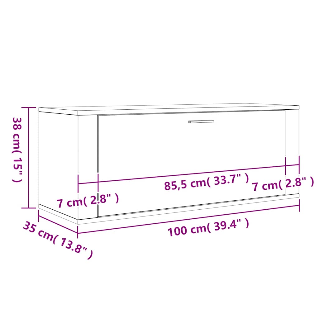 Ormarić za cipele boja hrasta 100x35x38 cm konstruirano drvo