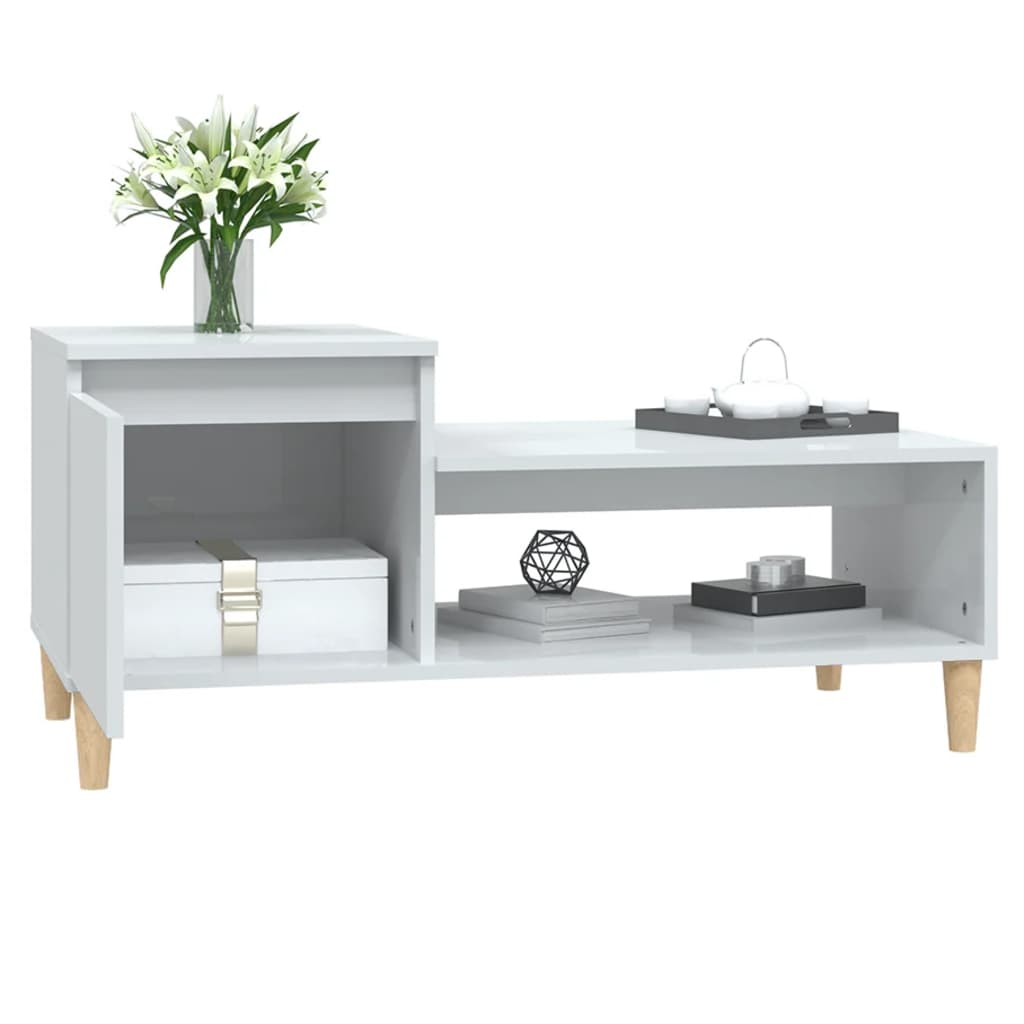 Stolić za kavu sjajni bijeli 100x50x45 cm od konstruiranog drva